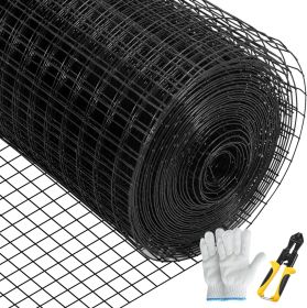 VEVOR Hardware Cloth, 48" x 50' & 1"x1" Mesh Size, Galvanized Steel Vinyl Coated 16 Gauge Chicken Wire Fencing w/A Cutting Plier & A Pair of Fabric Gl