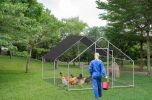 Large metal chicken coop, walk-in chicken coop, galvanized wire poultry chicken coop, rabbit duck coop with waterproof and UV protection cover for out