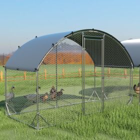 Large metal chicken coop upgrade three support steel wire impregnated plastic net cage, Oxford cloth silver plated waterproof UV protection, duck rabb (Color: as Pic)