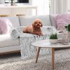 Gray Plush Calming Dog Couch Bed with Anti-Slip Bottom