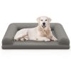 Egg-Foam Dog Crate Bed with 3-Side Bolster and Removable Washable Bed Cover