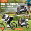 VEVOR Dog Bike Trailer, Supports up to 100 lbs, 2-in-1 Pet Stroller Cart Bicycle Carrier, Easy Folding Cart Frame with Quick Release Wheels, Universal